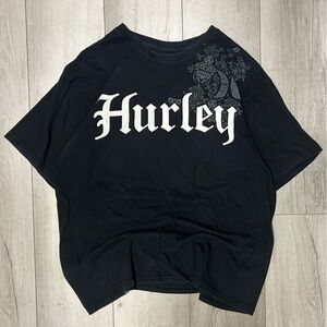 Y2K Hurley Surf Black and White Graphic Tee Size Large